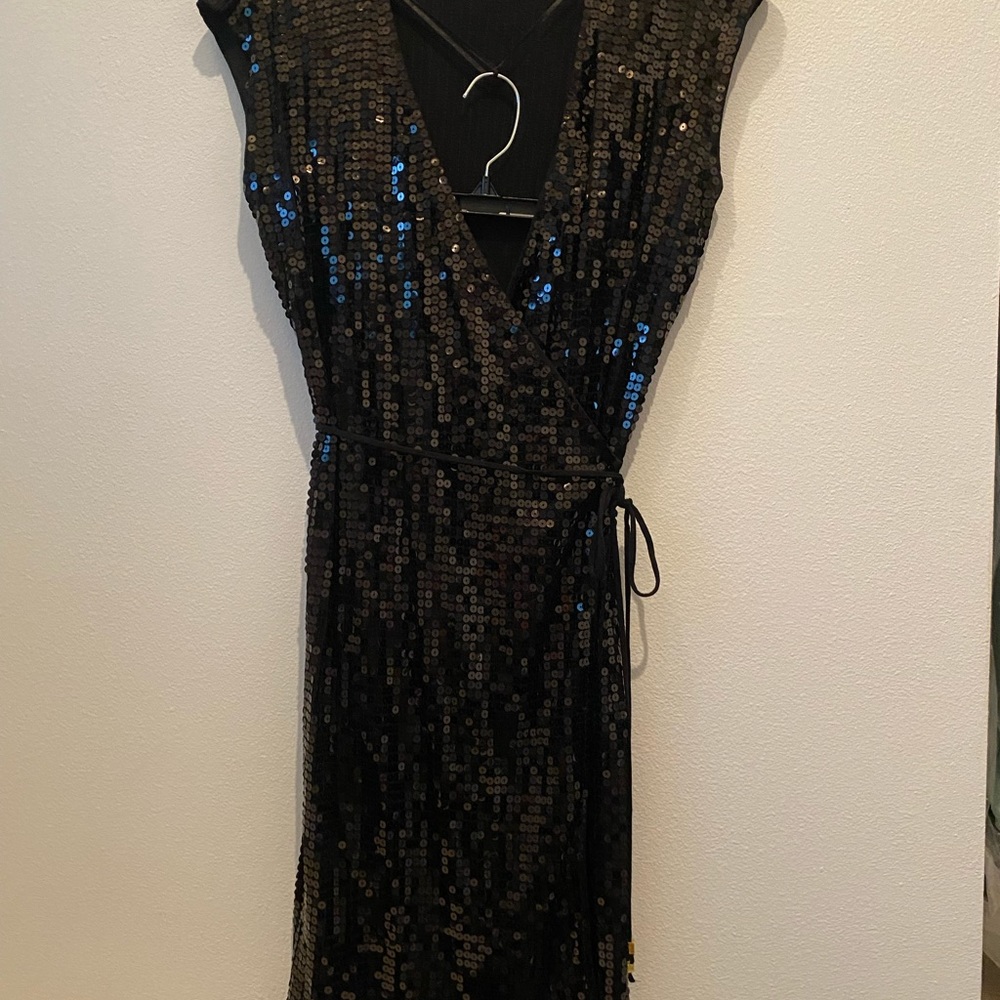 MK Black Sequence Wrap Dress